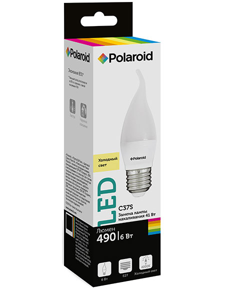 

Светодиодная лампа Polaroid 220V C37S 6W 4000K E27 490lm