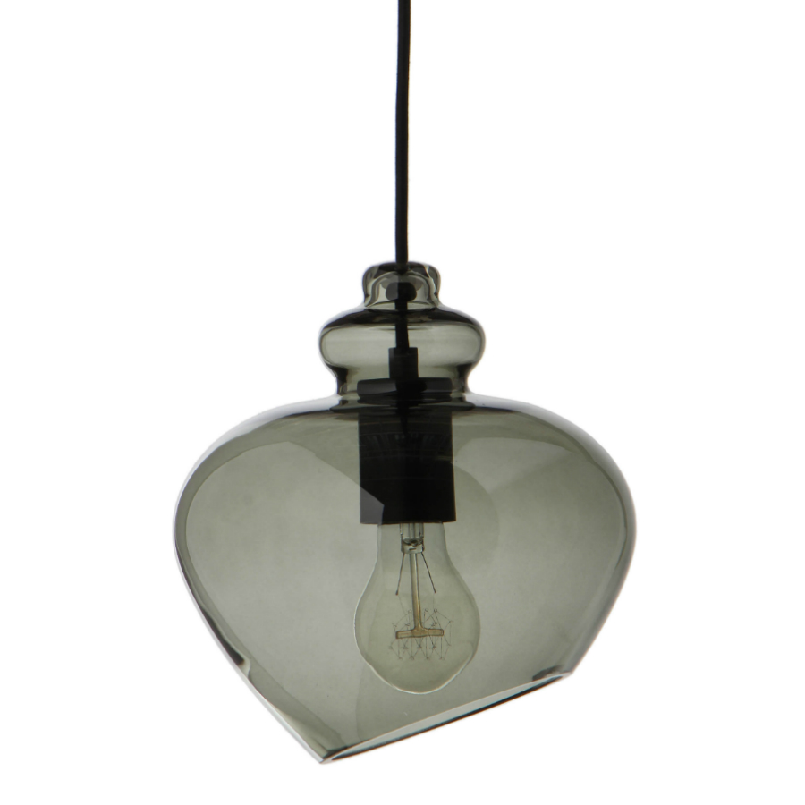 фото Лампа подвесная grace, d23 см, зеленое дымчатое стекло, черный цоколь frandsen