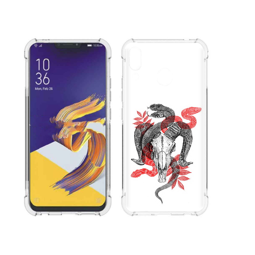 

Чехол MyPads Tocco для Asus ZenFone 5 змея в черепе рисунок, Прозрачный, Tocco