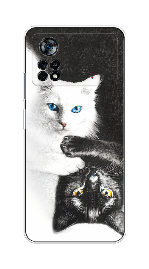 

Чехол на Xiaomi Poco X4 Pro 5G "Коты Инь-Янь", Черный;белый;голубой, 313150-1