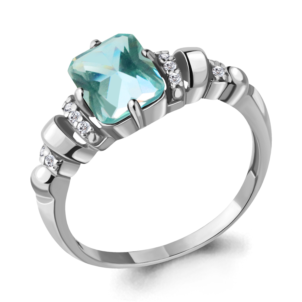 

Кольцо из серебра с турмалином р. 17,5 Aquamarine 6914488А_925_р, 6914488А_925_р