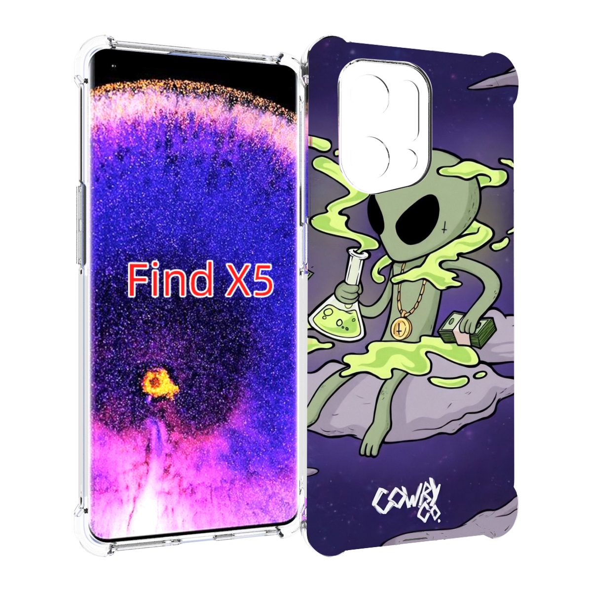 

Чехол MyPads токсичный инопланетянин для Oppo Find X5, Прозрачный, Tocco
