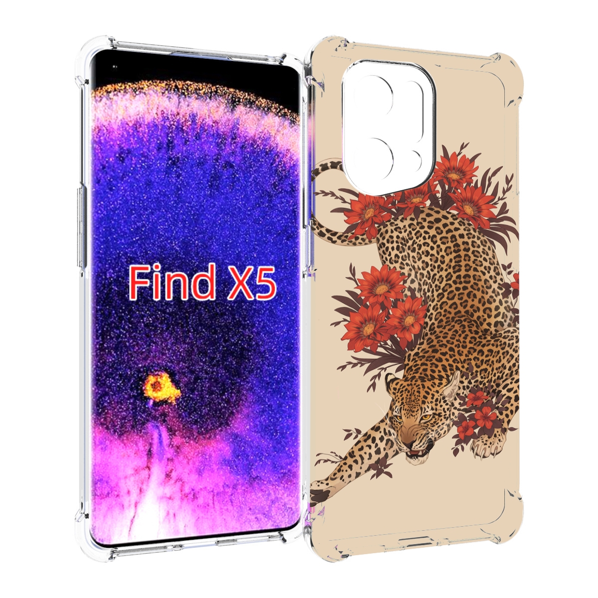 

Чехол MyPads тигр-из-цветов для Oppo Find X5, Прозрачный, Tocco