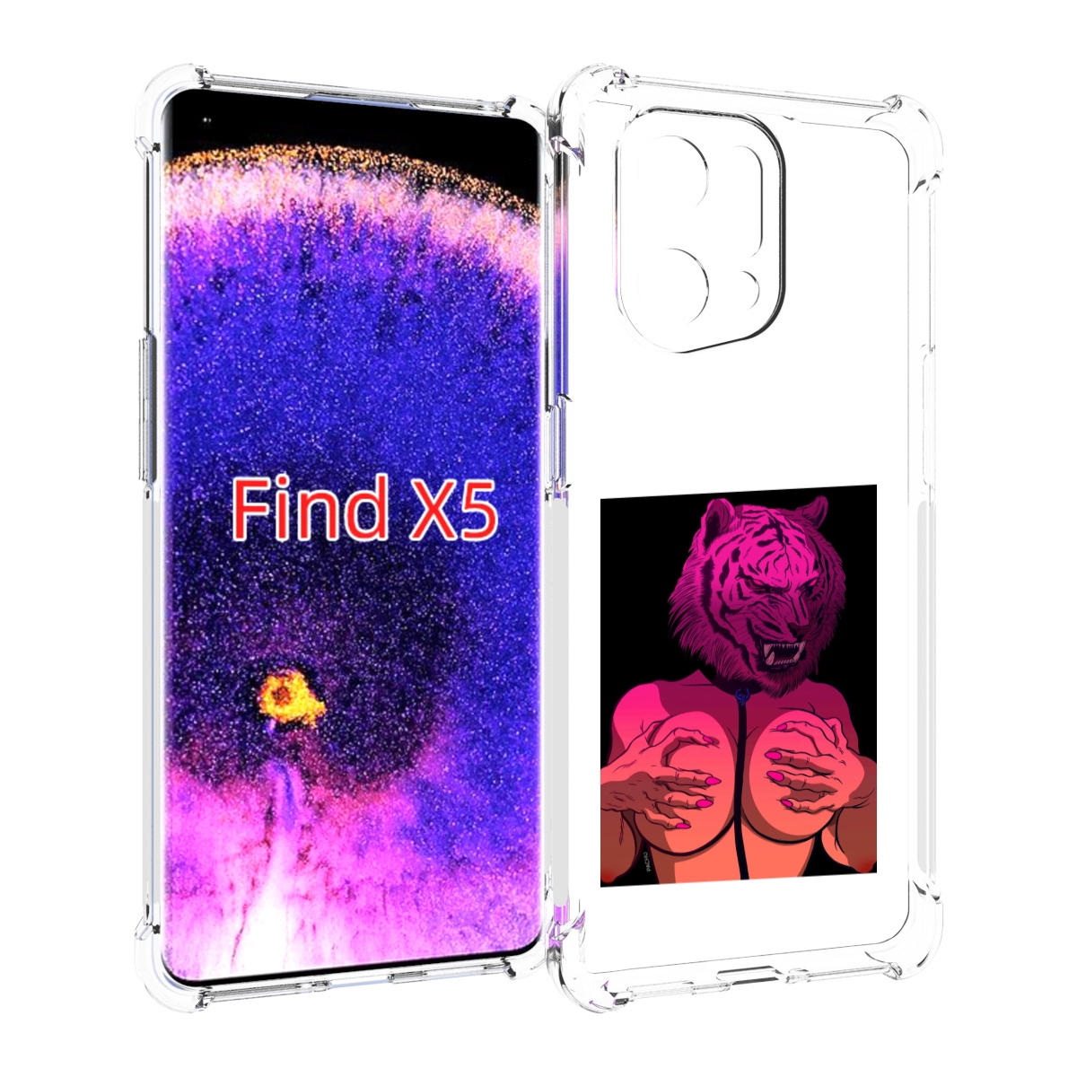 

Чехол MyPads тигр с секретом женский для Oppo Find X5, Прозрачный, Tocco