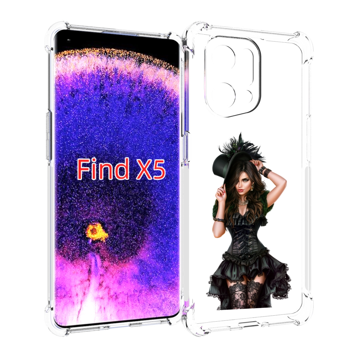 

Чехол MyPads стройная-девушка-в-черном-платье для Oppo Find X5, Прозрачный, Tocco