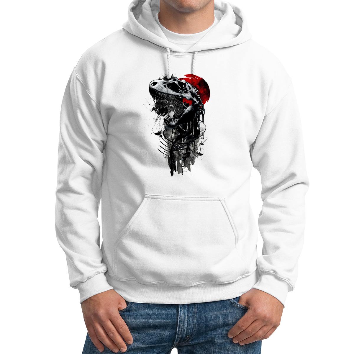 

Худи унисекс CoolPodarok Скелет динозавра паутина белое 48 RU, 8M015817