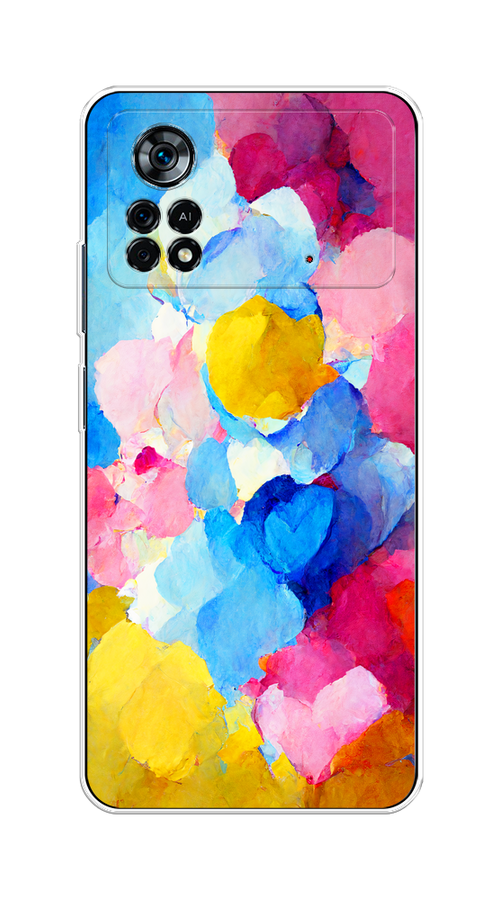 

Чехол на Xiaomi Poco X4 Pro 5G "Яркие пятна", Синий;голубой;желтый;розовый, 313150-1