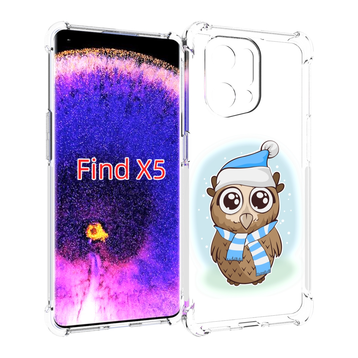 

Чехол MyPads сова-в-шарфике-и-шапке для Oppo Find X5, Прозрачный, Tocco