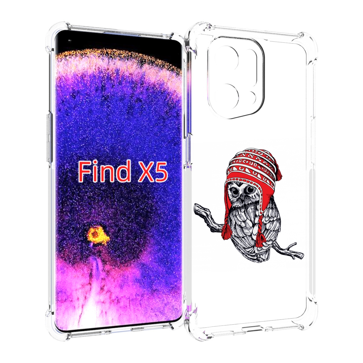

Чехол MyPads сова-в-красной-шапке-на-веточке для Oppo Find X5, Прозрачный, Tocco