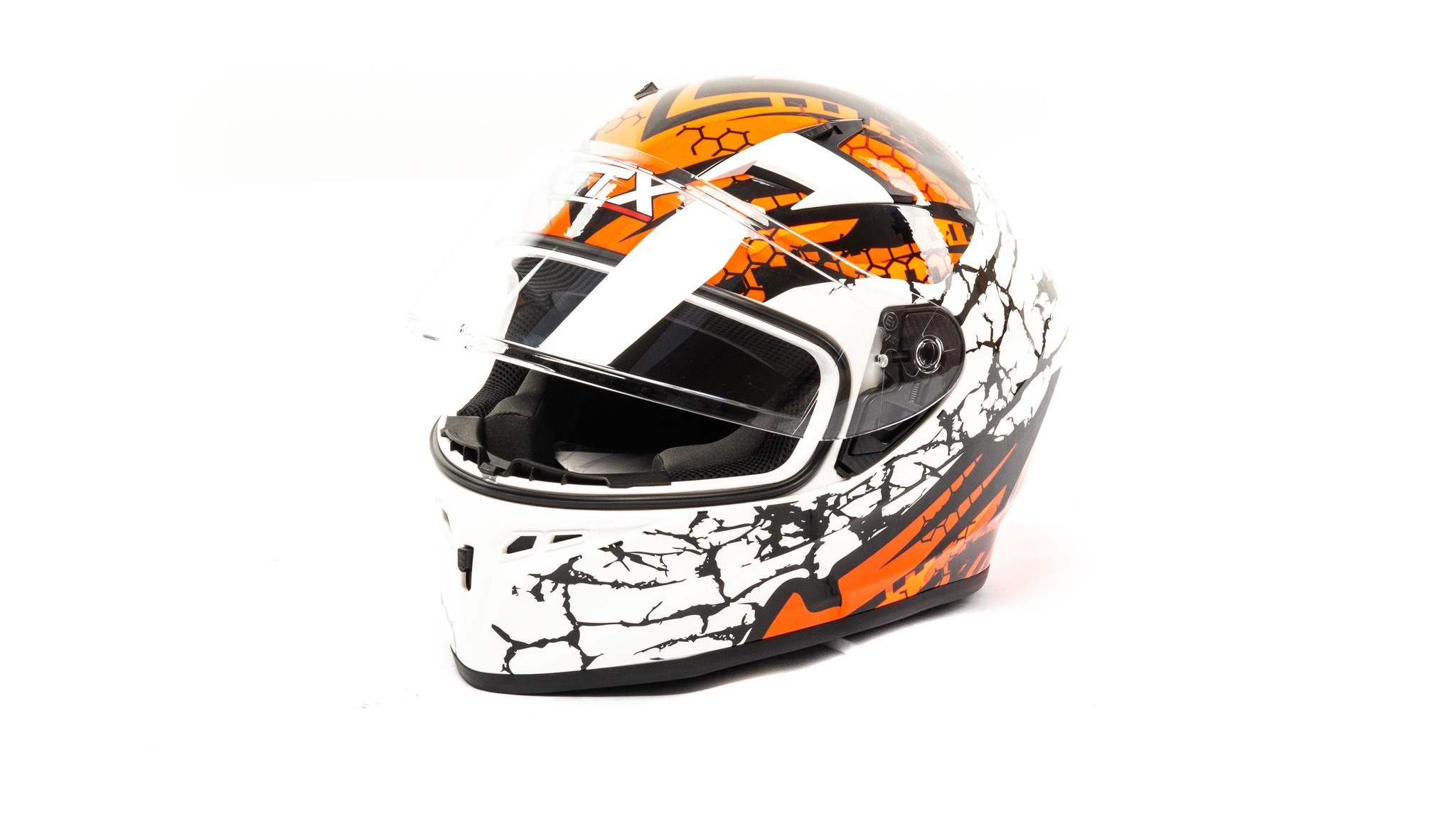 

Шлем мото интеграл GTX 578 (S) #6 WHITE/FLUO ORANGE RED BLACK