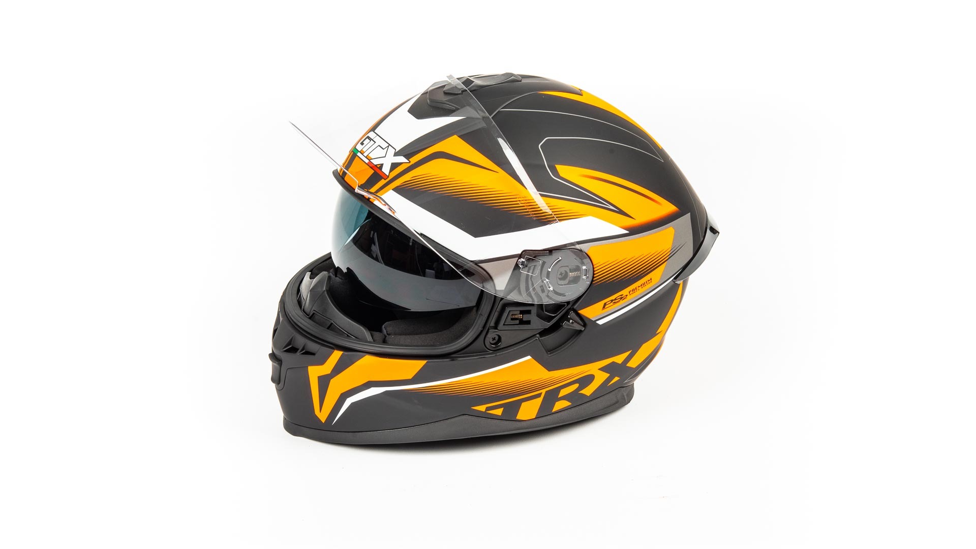 

Шлем мото интеграл GTX 5672 (S) #2 BLACK/FLUO ORANGE GREY (2 визора)