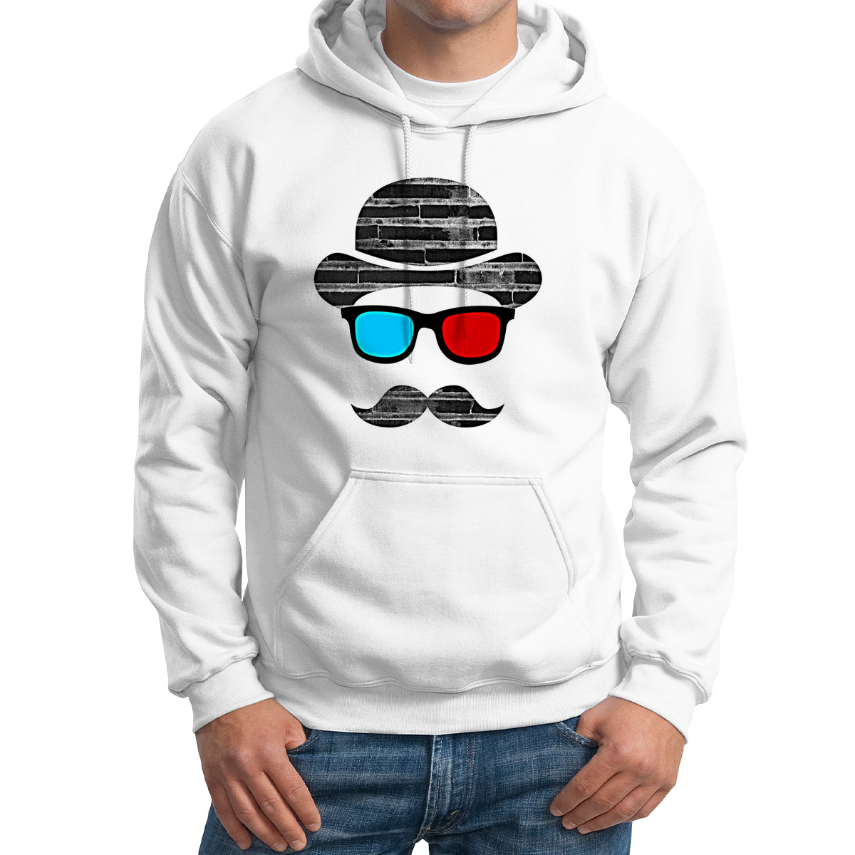 

Худи унисекс CoolPodarok Шляпа 3д очки усы белое 48 RU, 8M015762