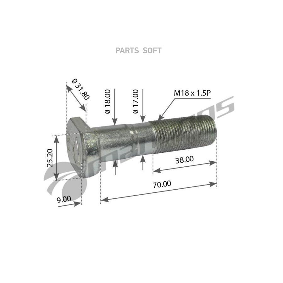 400.602_шпилька Ступицы Колеса M18x1.5x34x70-10.9man Mansons арт. 400602