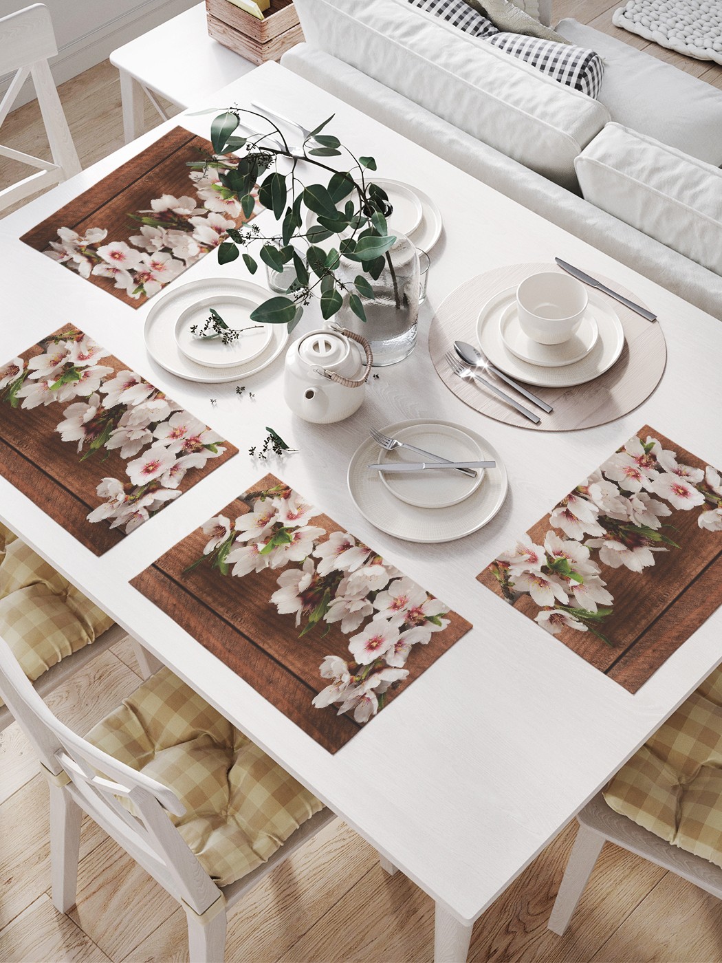 

np_80050 МУЛЬТИ Комплект салфеток с фотопринтом 46x32 см 4 шт., Коричневый;белый;розовый