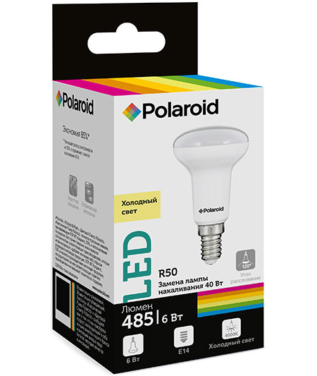 

Светодиодная лампа Polaroid 220V R50 6W 4000K E14 485lm