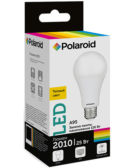 Светодиодная лампа Polaroid 220V A95 25W 3000K E27 2010lm