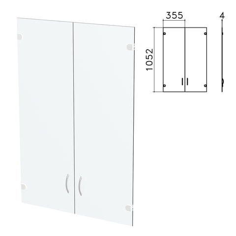 фото Дверь стекло средняя "бюджет", комплект 2 шт., 355х4х1052 мм, без фурнитуры, 402655-760
