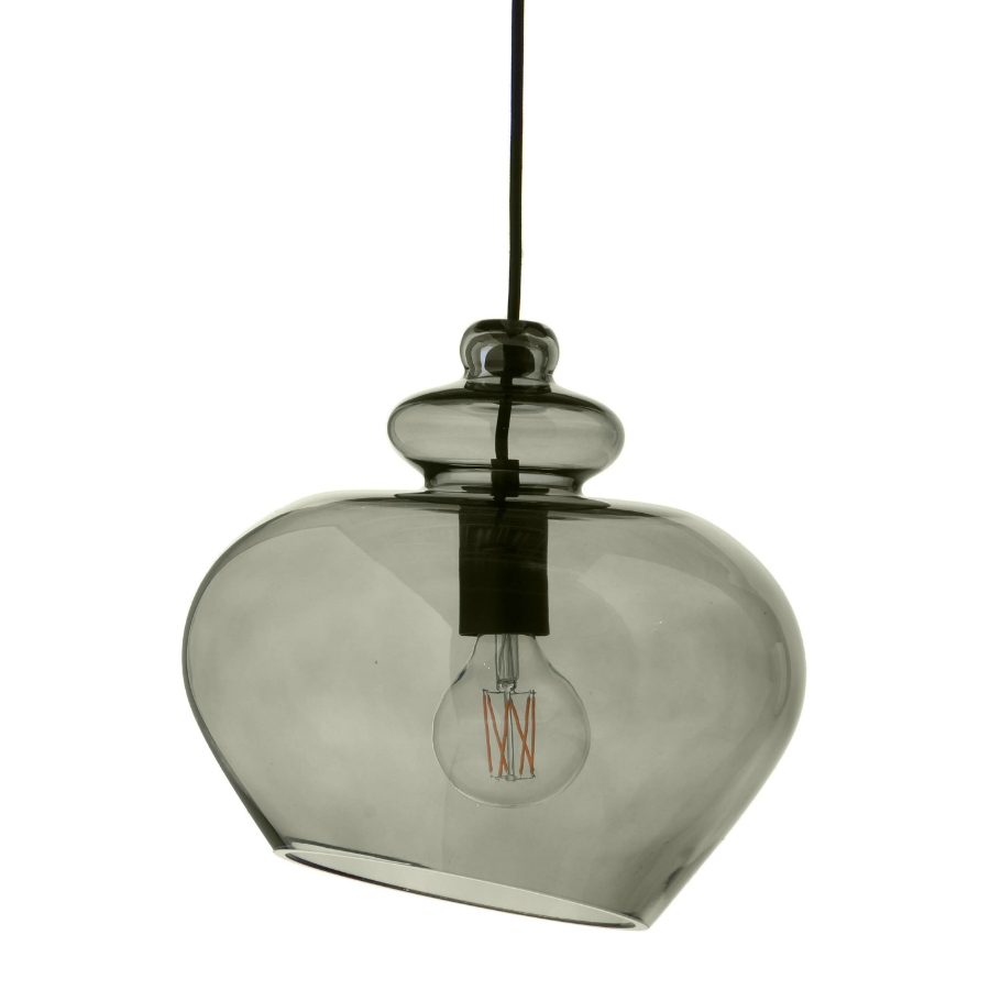 фото Лампа подвесная grace,d 30 см, зеленое дымчатое стекло, черный цоколь frandsen