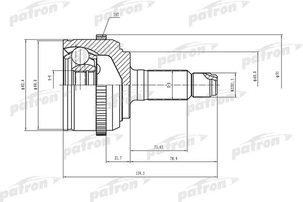 

ШРУС наружный с кольцом ABS 26x60x23 ABS:50T HONDA CIVIC EU/EP/ES 01-06 PATRON PCV1503