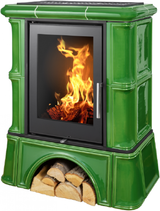 Дровяная печь ABX Bavaria K кафельный цоколь, бутылочное стекло