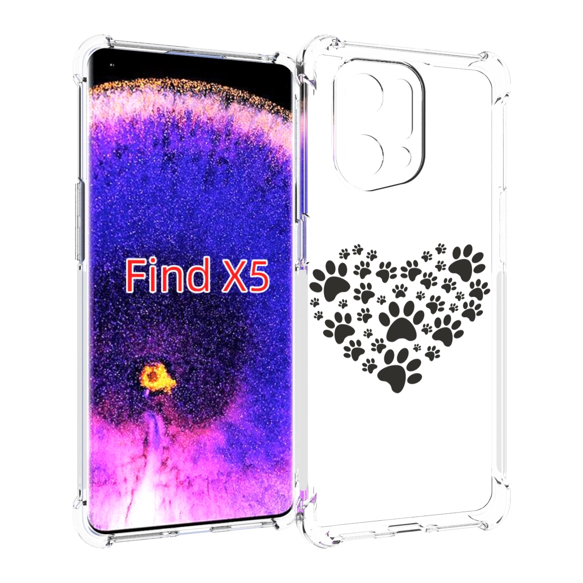 

Чехол MyPads следы-в-сердечке для Oppo Find X5, Прозрачный, Tocco