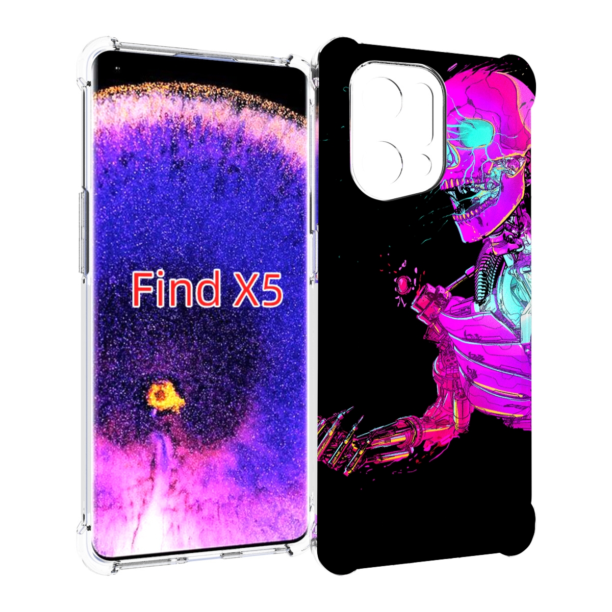

Чехол MyPads скелет-робот-фиолетовый для Oppo Find X5, Прозрачный, Tocco