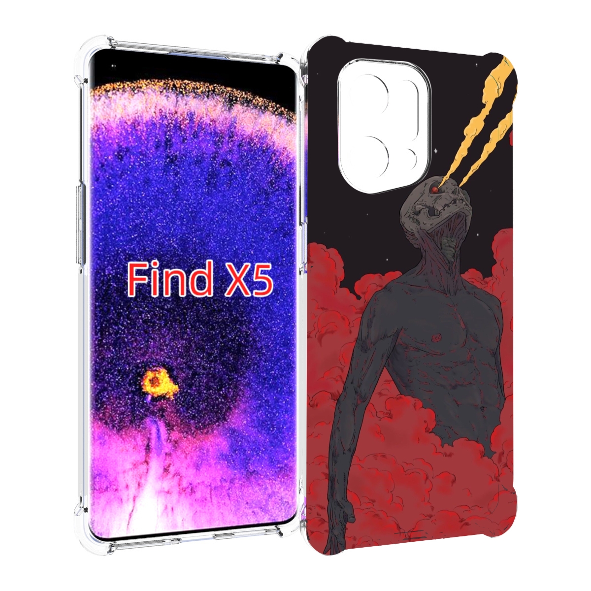 

Чехол MyPads скелет в красном дыму для Oppo Find X5, Прозрачный, Tocco