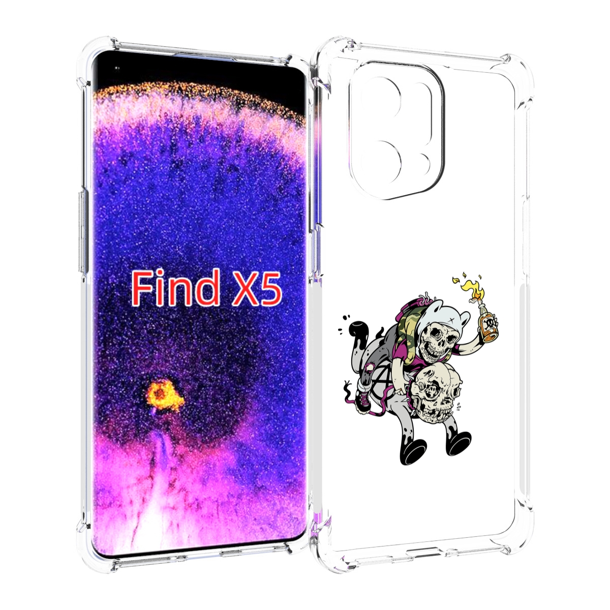 

Чехол MyPads время приключений скелеты для Oppo Find X5, Прозрачный, Tocco
