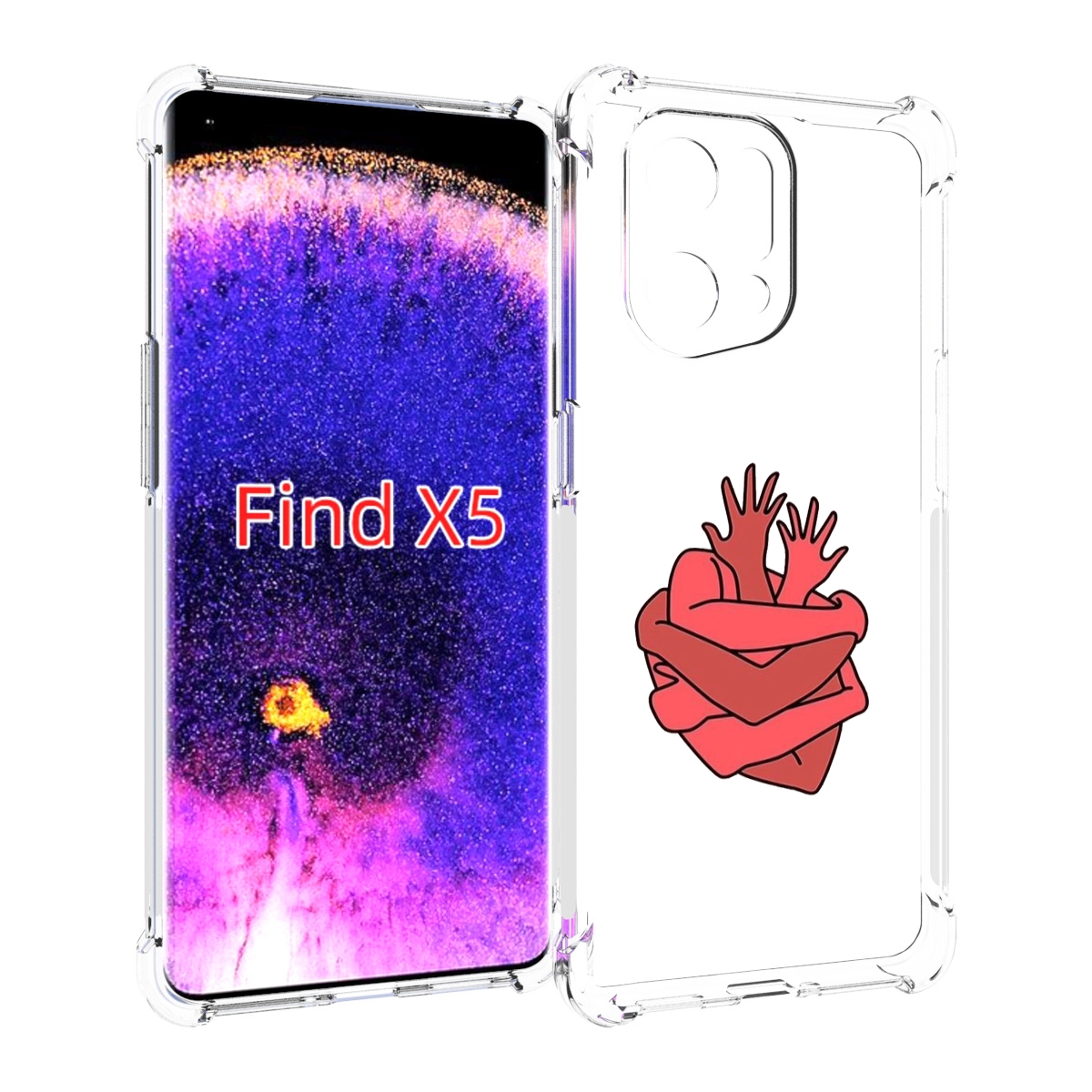 

Чехол MyPads сердце из ручек для Oppo Find X5, Прозрачный, Tocco