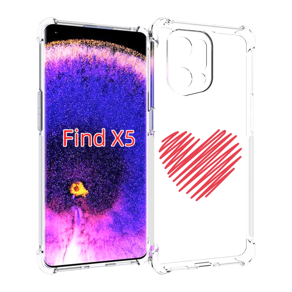 

Чехол MyPads сердечко-одной-линией для Oppo Find X5, Прозрачный, Tocco
