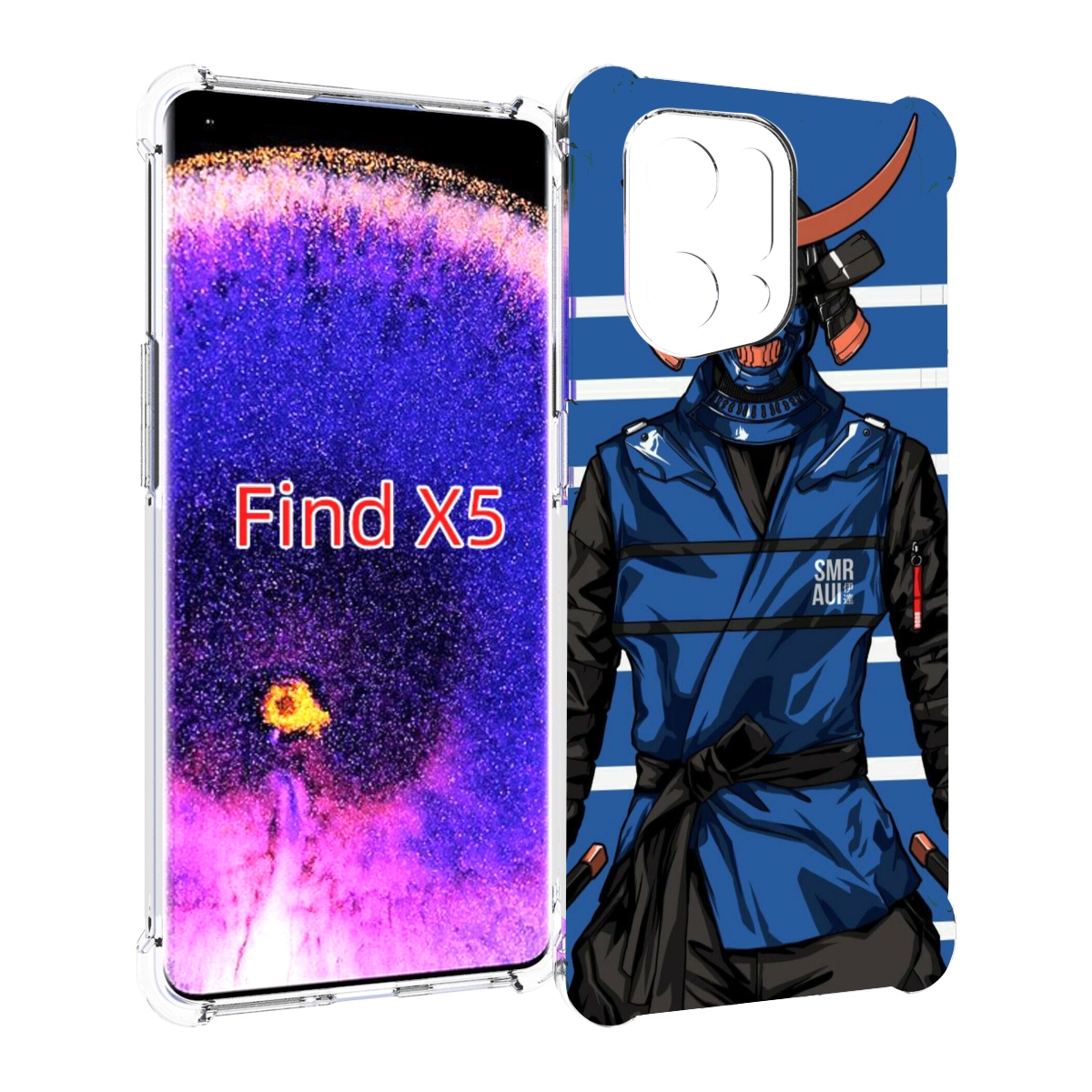 

Чехол MyPads самурай в синей форме для Oppo Find X5, Прозрачный, Tocco