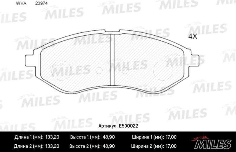 

Комплект тормозных колодок MILES E500022