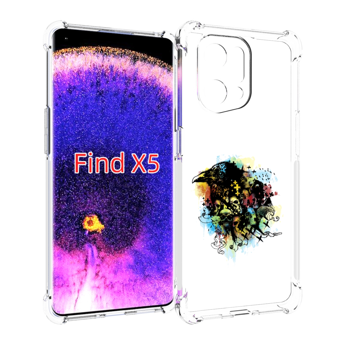 

Чехол MyPads ворон и черепа для Oppo Find X5, Прозрачный, Tocco