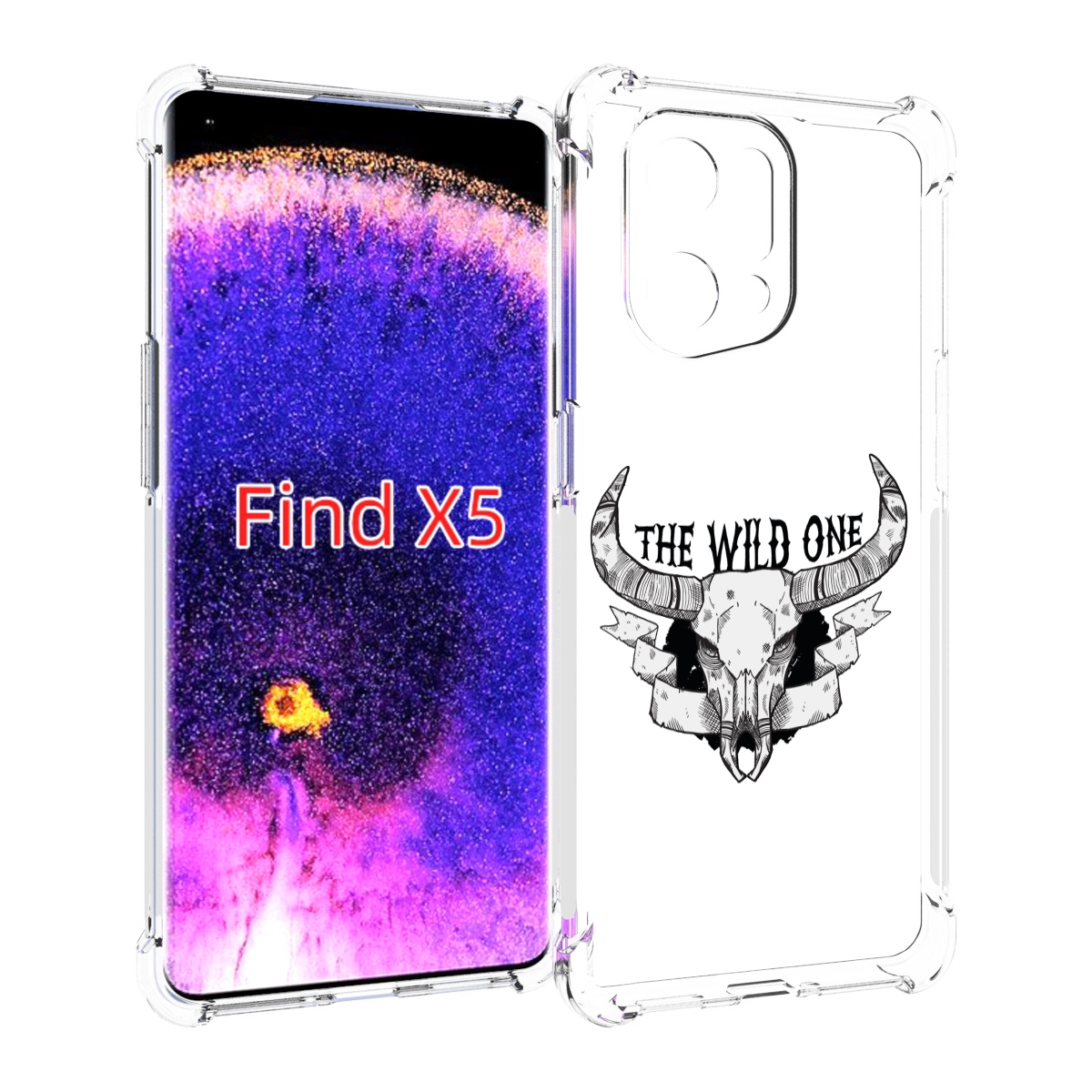 

Чехол MyPads рогатый-череп-оленя для Oppo Find X5, Прозрачный, Tocco