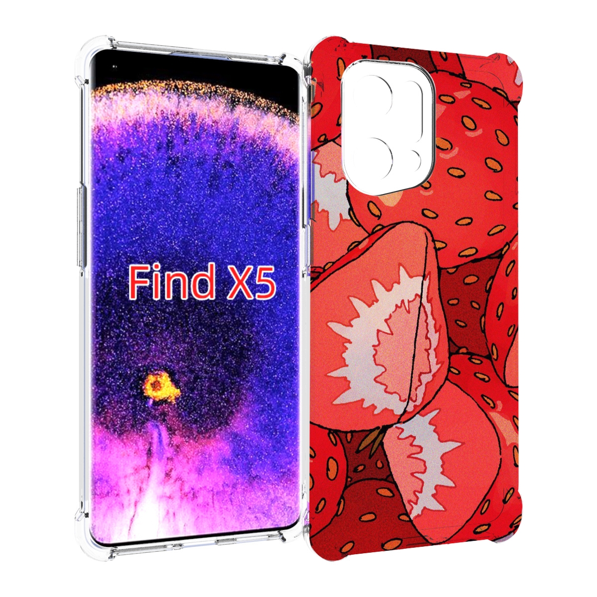 

Чехол MyPads рисованная-клубника для Oppo Find X5, Прозрачный, Tocco