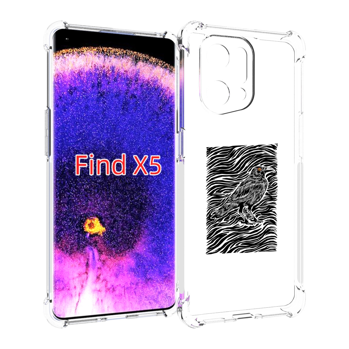 

Чехол MyPads ворон в абстракции для Oppo Find X5, Прозрачный, Tocco