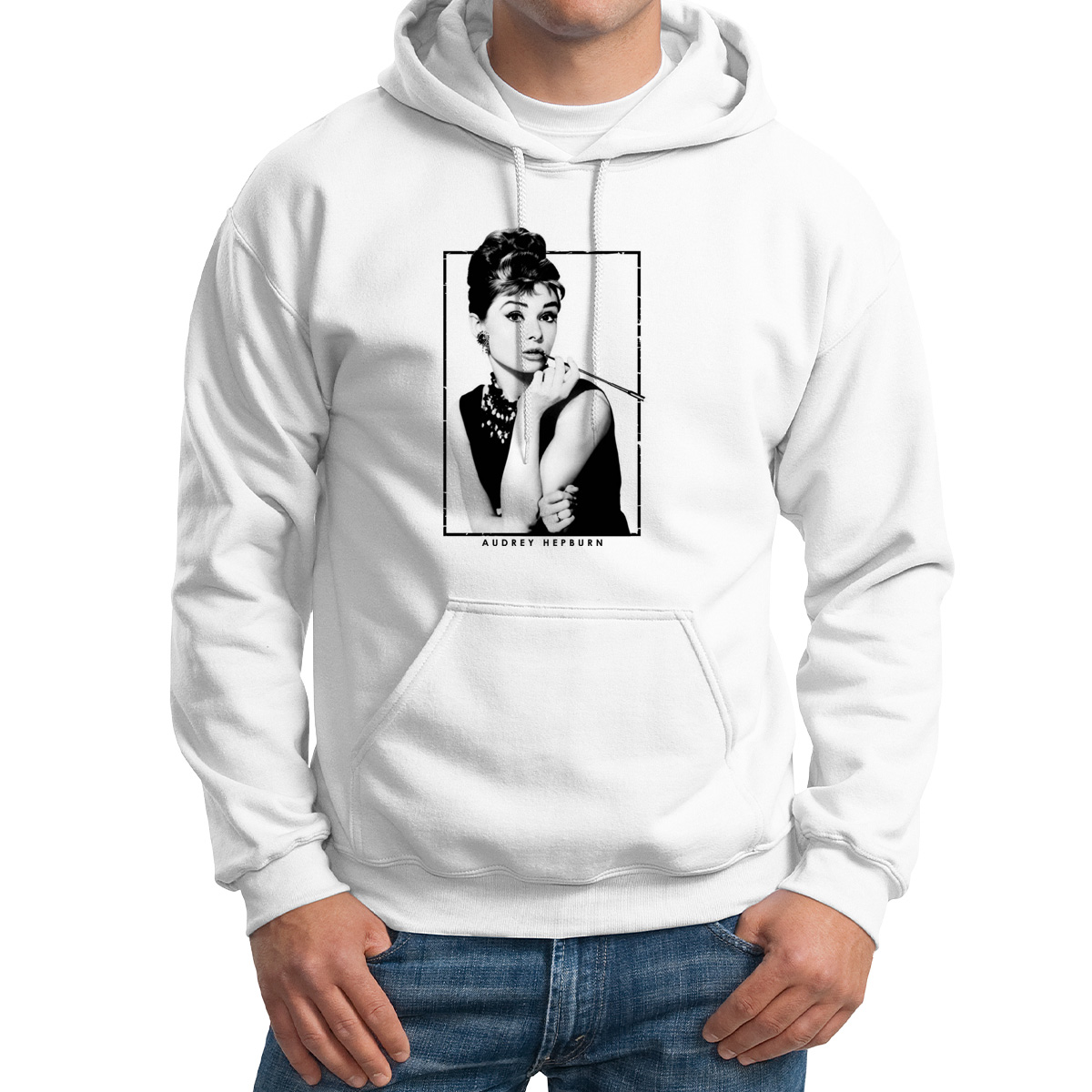 

Худи унисекс CoolPodarok Одри Хепберн Audrey Hepburn белое 48 RU, 48M01570