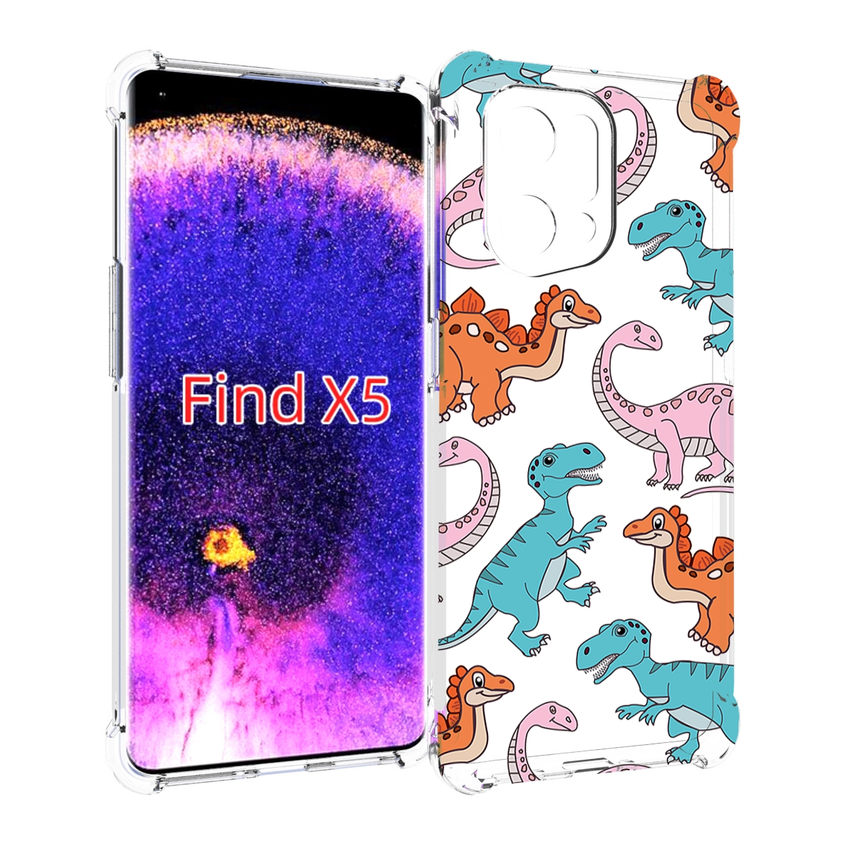 

Чехол MyPads разные-динозаврики для Oppo Find X5, Прозрачный, Tocco