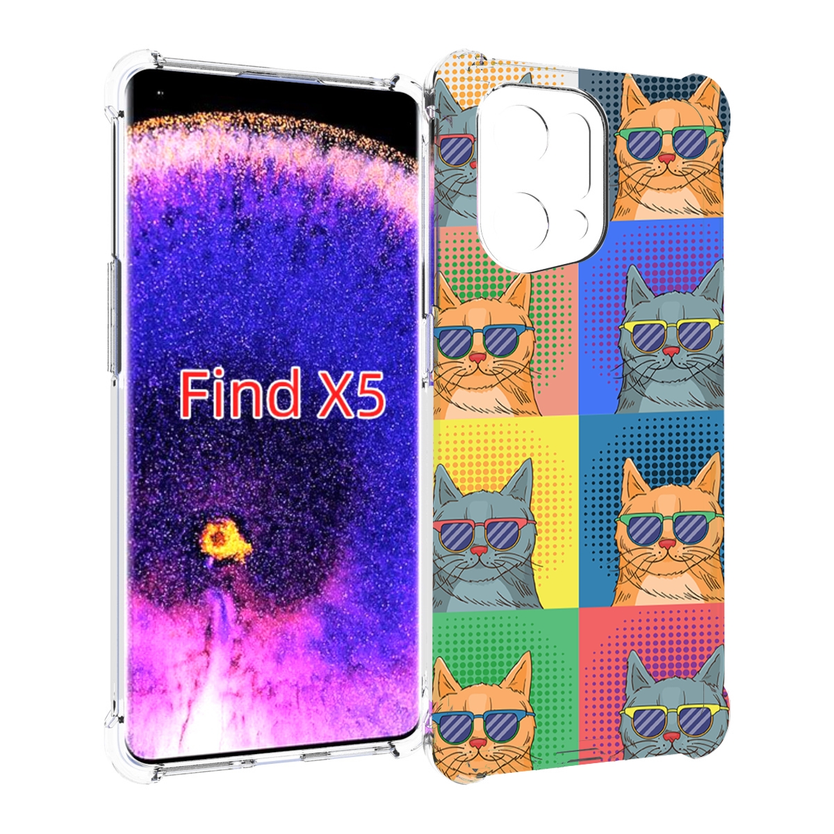 

Чехол MyPads разноцветные-коты для Oppo Find X5, Прозрачный, Tocco
