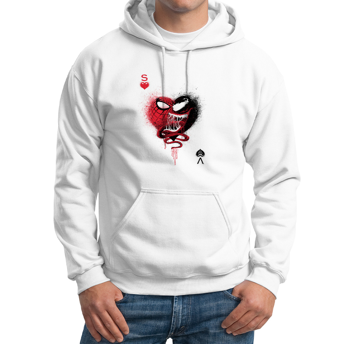 

Худи унисекс CoolPodarok Человек паук и веном сердце Арт масть белое 48 RU, 8M015667
