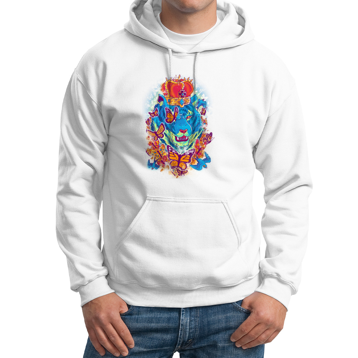 

Худи унисекс CoolPodarok Медведь с короной бабочки белое 48 RU, 8M015643