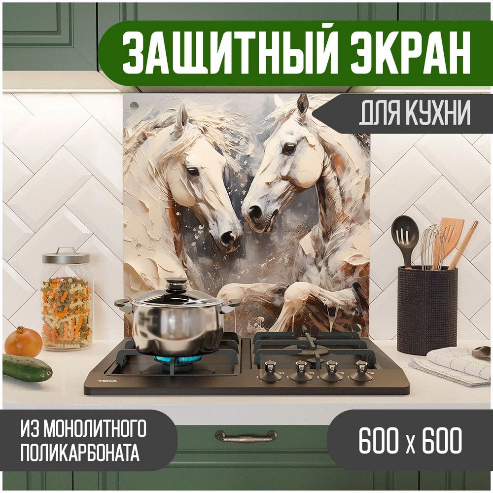 

Защитный экран для кухни Teslaplast Лошади 600-035, Бежевый, ЗЭ-Животные-600-035