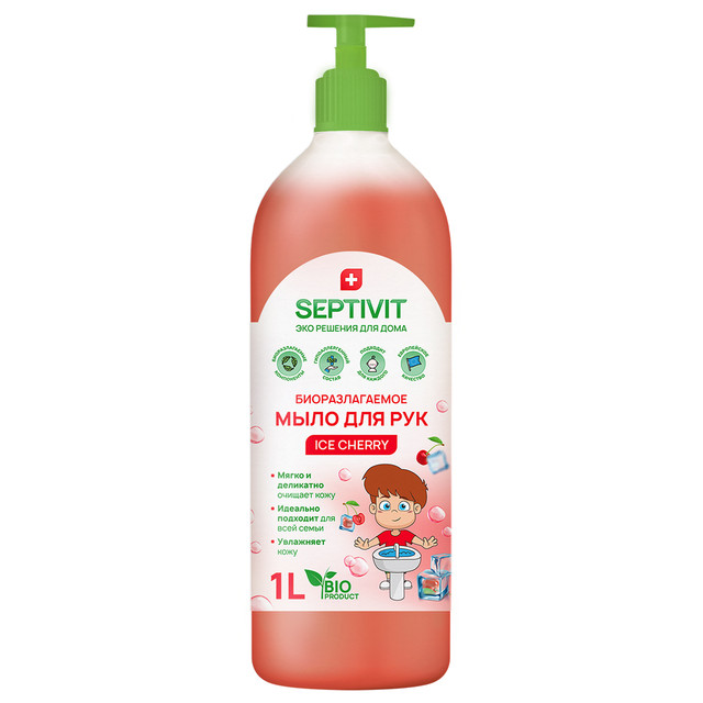 Жидкое мыло для рук Septivit Premium Зимняя вишня Ice Cherry 1 л
