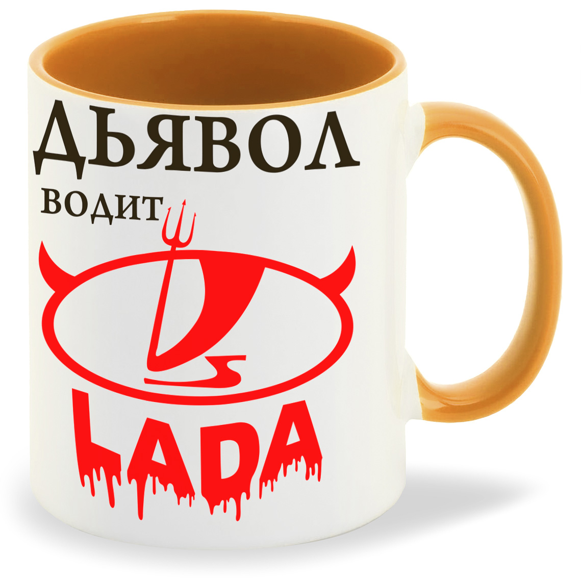 фото Кружка coolpodarok дьявол водит lada лада