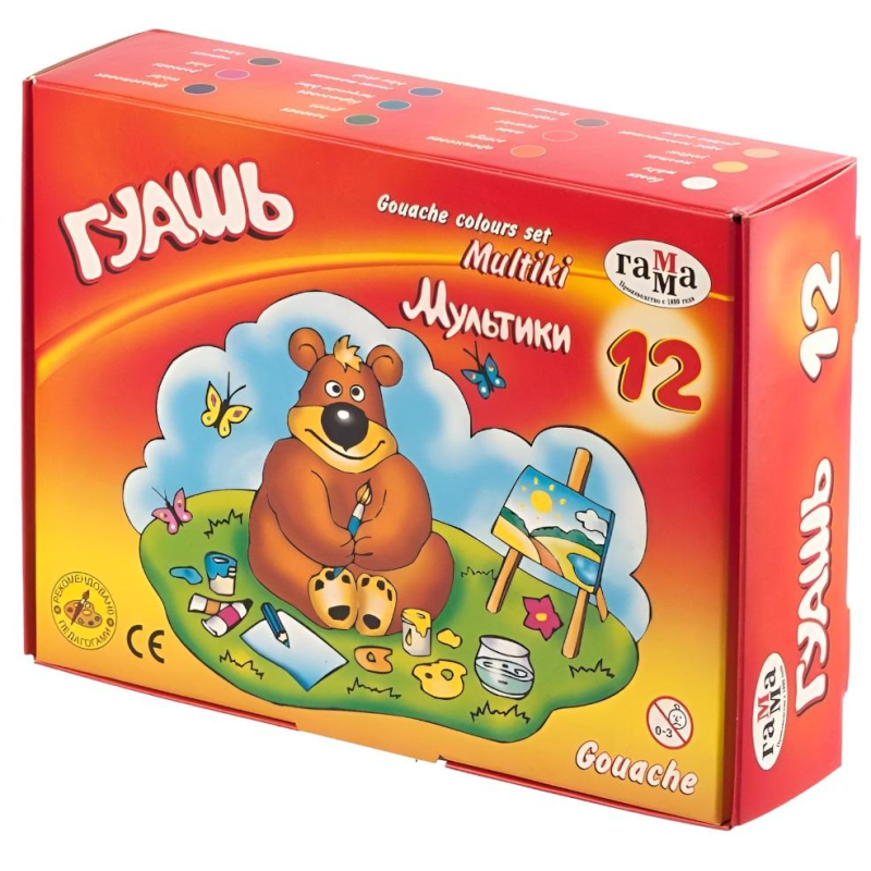 

Гуашь Гамма 12 цв. Мультики, Разноцветный