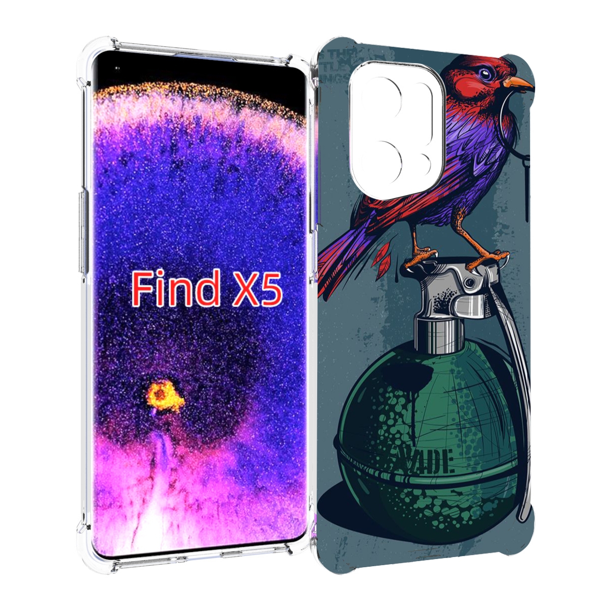 

Чехол MyPads птица с гранатой для Oppo Find X5, Прозрачный, Tocco