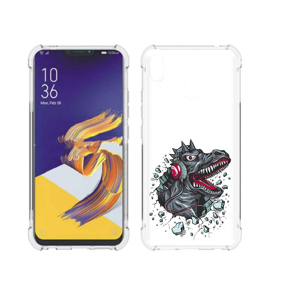 

Чехол MyPads Tocco для Asus ZenFone 5 Нарисованный динозавр в наушниках, Прозрачный, Tocco
