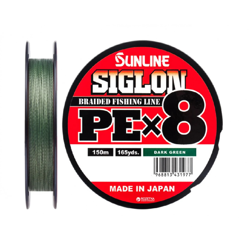 

Шнур Sunline Siglon PEx8 Dark Green 150m #1.7/30LB, Зеленый, Siglion PE x8