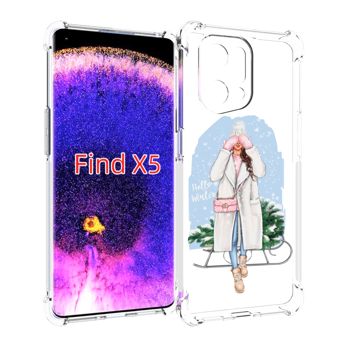 

Чехол MyPads привет-зима женский для Oppo Find X5, Прозрачный, Tocco