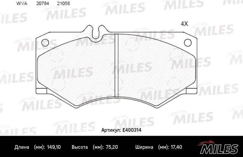 

Комплект тормозных колодок MILES E400314
